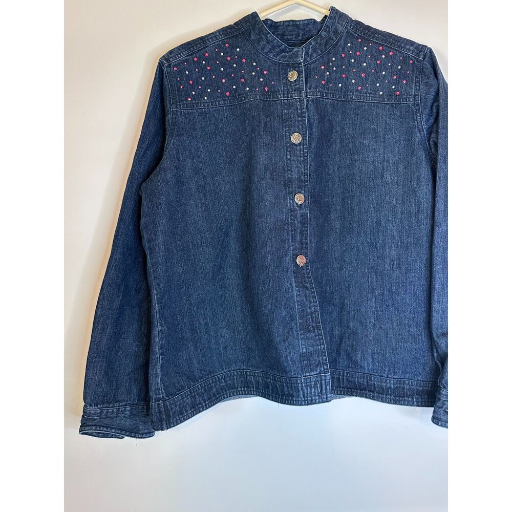 Krazy Kat Women’s Denim Jacket Small Embroidered Boho Western (Missing Buttons)